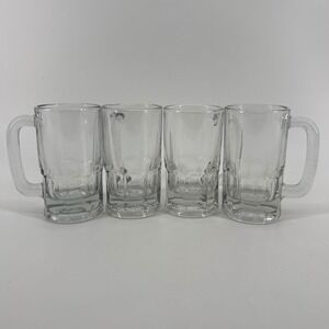 Anchor Hocking Paneled Glass Beer Mugs Set of 4 Clear Heavy Duty 5.5in Steins